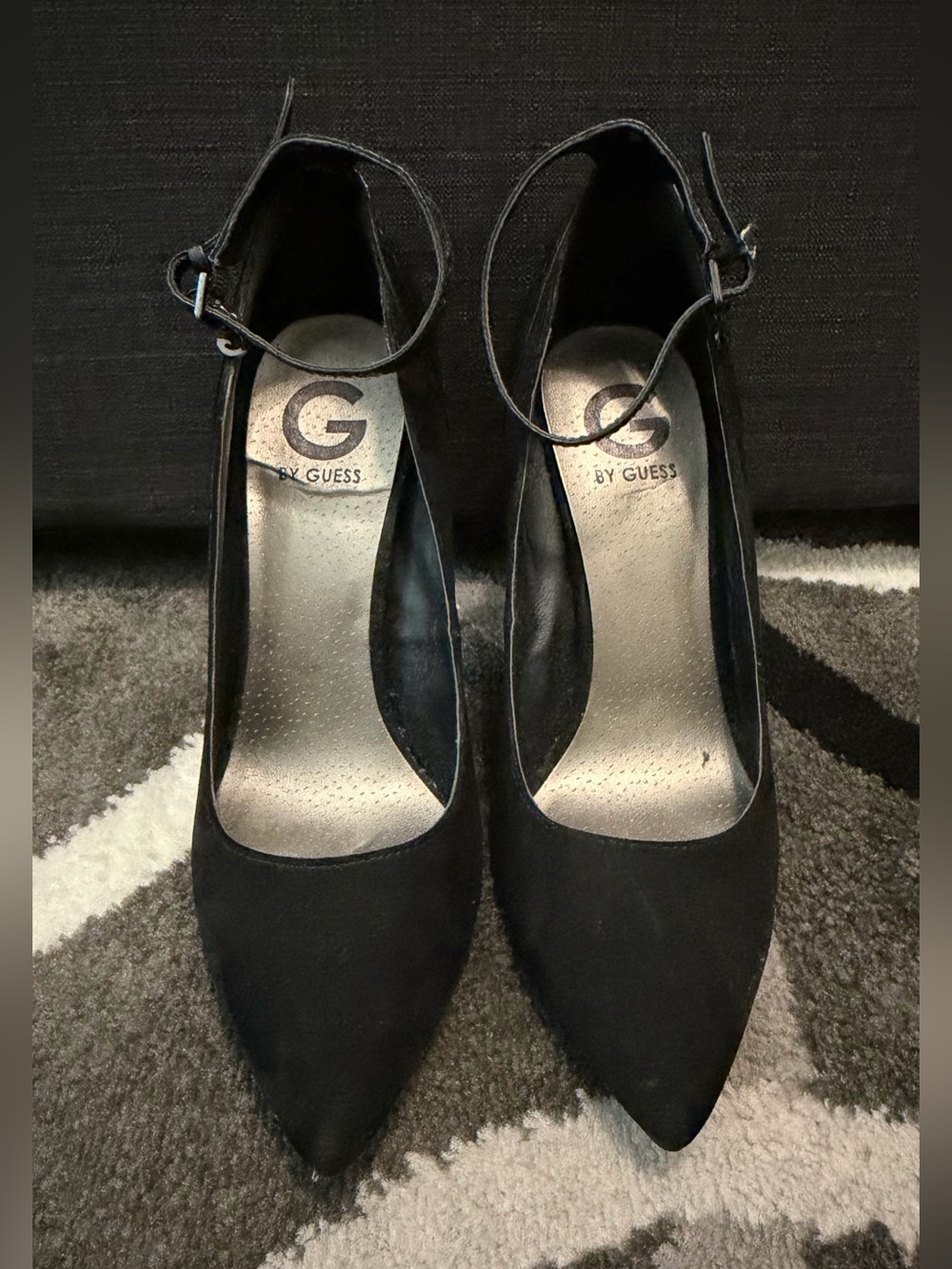 G by Guess Black Ankle Strap Heels — Women’s 9